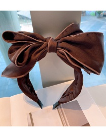 Fashion Coffee Color Fabric Handmade Stitching Stitching Wide Border Bow Hair Band
