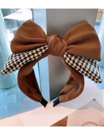 Fashion Houndstooth Coffee Houndstooth Double Bow Wide-brimmed Headband