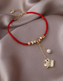Fashion Red String Full Diamond Calf Pearl Red String Braided Bracelet