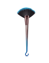 Fashion Blue-black Gradient Single Round Hook Aluminum Tube Nylon Hair Large Fan-shaped Makeup Brush