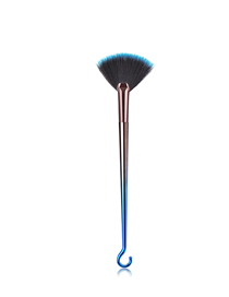 Fashion Blue-black Gradient Single Round Hook Aluminum Tube Nylon Hair Small Fan-shaped Makeup Brush
