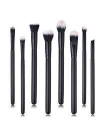 Fashion Black Black Pvc8pcs Wooden Handle Nylon Hair Makeup Brush Set