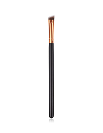 Fashion Black Gold Pvc Single Wood Handle Nylon Eyebrow Brush