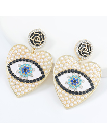 Fashion Pearl Alloy Diamond Acrylic Love Eye Multi-layer Earrings