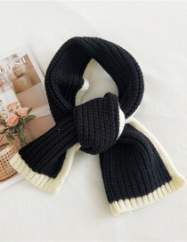 Fashion Black Contrast Stitching Wool Knitted Scarf