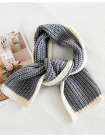 Fashion Gray Contrast Stitching Wool Knitted Scarf
