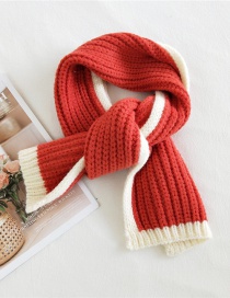 Fashion Red Contrast Stitching Wool Knitted Scarf