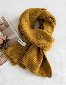 Fashion Yellow Solid Color Double-sided Knitted Long Thick Letter Logo Scarf