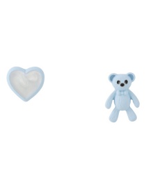 Fashion Blue Cartoon Bear Love Asymmetrical Earrings