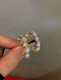 Fashion Gold Opal Earrings With Diamonds