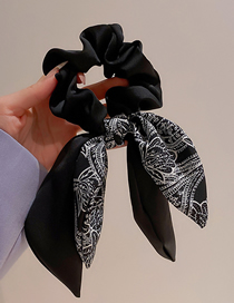 Fashion Black Organza Bow And Streamer Hair Tie
