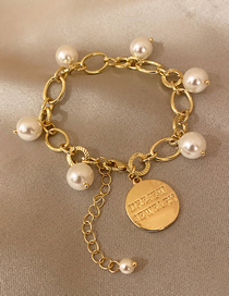 Fashion 1# Geometric Pearl Medal Bracelet