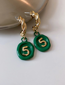 Fashion Silver Post-green Earrings Digital Wrapping Leather Earrings