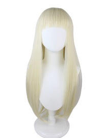 Fashion Light Golden Creamy Yellow Chemical Fiber High Temperature Silk Long Straight Hair Wig Cover