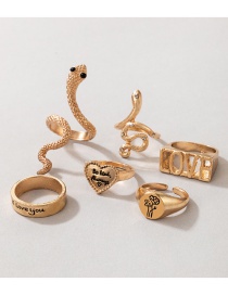 Fashion Gold Alloy Serpentine Letter Ring Set
