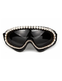 Fashion Black One Piece Rhinestone Sunglasses
