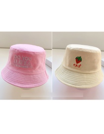 Fashion Pink Letters + Beige Strawberries Children's Double-sided Letter Printing Anti-sack Hat