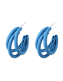 Fashion Blue Alloy Multilayer C-shaped Earrings