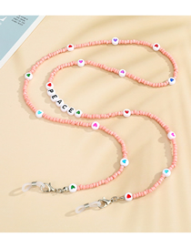 Fashion Powder Peace Letter Rice Beads Love Heart Beaded Halter Glasses Chain