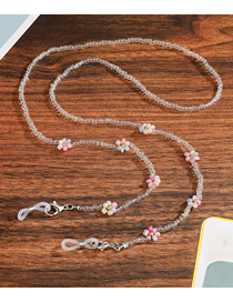 Fashion Pink Glass Flower Rice Beads Flower Beaded Halter Neck Glasses Chain