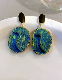 Fashion Blue Oval Lava Stone Earrings