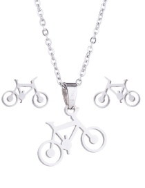 Fashion Silver Bicycle Earrings And Necklace Set