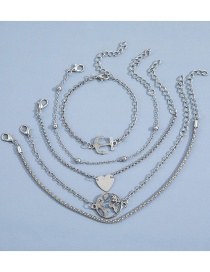 Fashion Silver Five-piece Alloy Map Anchor Love Bracelet