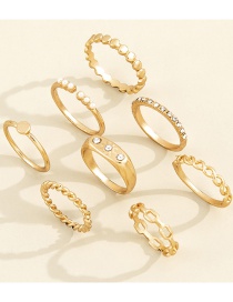 Fashion Gold Diamond Eight Pointed Star Pearl Geometric Ring Set