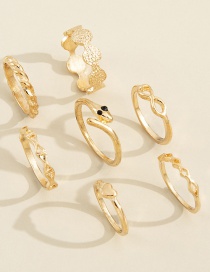 Fashion Gold Black Eyed Snake Thread Hollow Ring Set