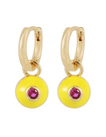 Fashion Yellow Copper Inlaid Zircon Round Oil Drop Earrings