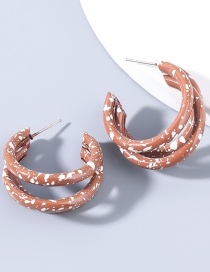 Fashion Brown Alloy Multi-layer Ink-splashing C-shaped Earrings