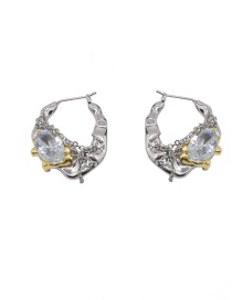Fashion Silver Diamond-studded Crystal Chain Earrings