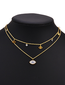 Fashion Gold Alloy Diamond Eye Double Necklace