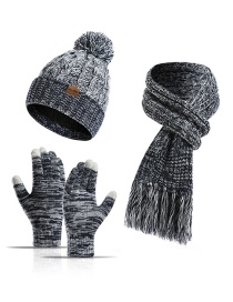 Fashion Navy Three-piece Knitted Wool Scarf Gloves