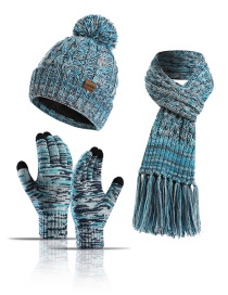 Fashion Hulan Three-piece Knitted Wool Scarf Gloves