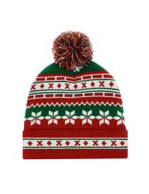 Fashion Red Green And White Jacquard Hanging Ball Knitted Christmas Hat