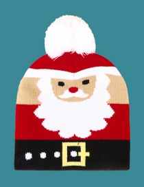 Fashion Red Santa Wool Ball Knitted Hat