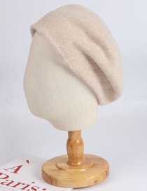 Fashion Beige Wool Knitted Pile Cap Beret