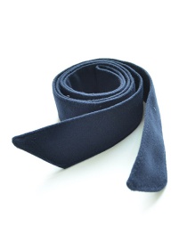 Fashion Navy Blue Velvet Cloth Tied With Wide Belt