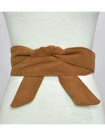 Fashion Coffee Color Velvet Cloth Tied With Wide Belt