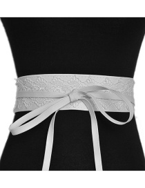 Fashion White Lace Faux Leather Belt With Wide Belt