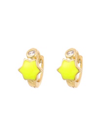 Fashion Yellow Copper Drop Oil Hexagonal Earrings