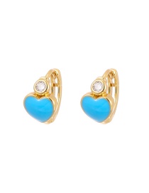 Fashion Blue Copper Drop Oil Love Stud Earrings