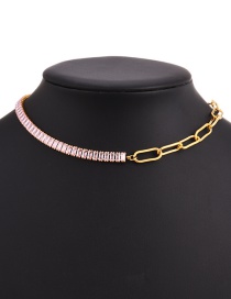 Fashion Pink Stainless Steel Irregular Thick Chain Necklace