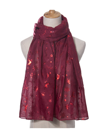 Fashion Bronzing Wine Red Hot Silver Color Christmas Elk Snowflake Print Scarf