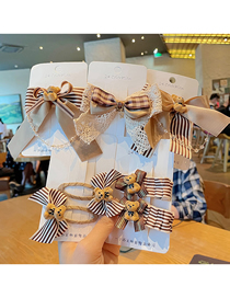 Fashion 7#little Bear Combination Set 7 Piece Set Children's Striped Bear Bow Hairpin Set
