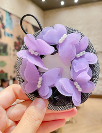Fashion 3#purple Butterfly Hair Net Children's Butterfly Net Bag Hair Net Plate Hair Device
