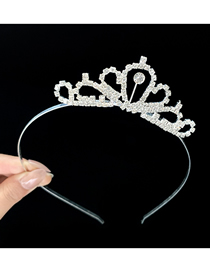 Fashion 7#white Diamond Crown Headband Children's Alloy Geometric Crown Headband