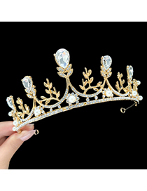 Fashion 11#golden Big Crystal Crown Children's Alloy Geometric Crown Headband