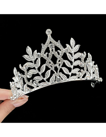 Fashion 22#silver Crown E Children's Diamond And Pearl Geometric Crown